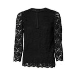 Dolce & Gabbana Black Lace STAFF Crew Neck Long Sleeves Top TSH878588-40