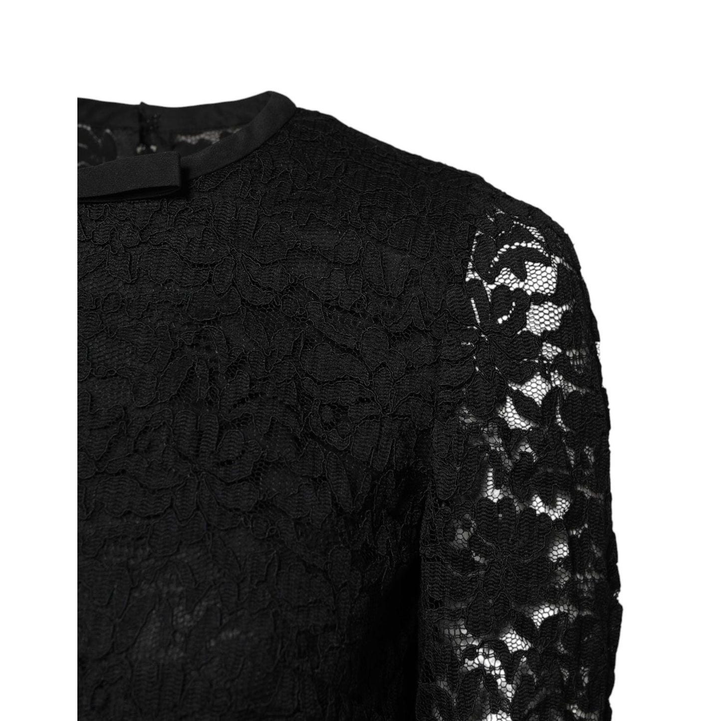 Dolce & Gabbana Black Lace STAFF Crew Neck Long Sleeves Top TSH878588-40