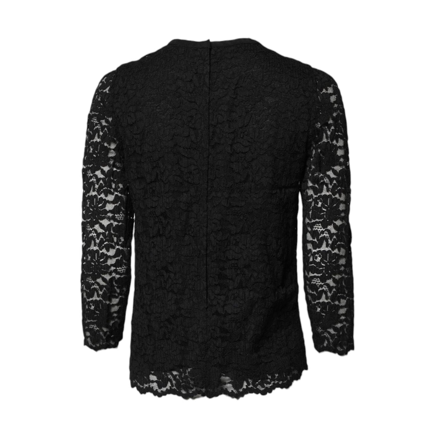 Dolce & Gabbana Black Lace STAFF Crew Neck Long Sleeves Top TSH878588-40
