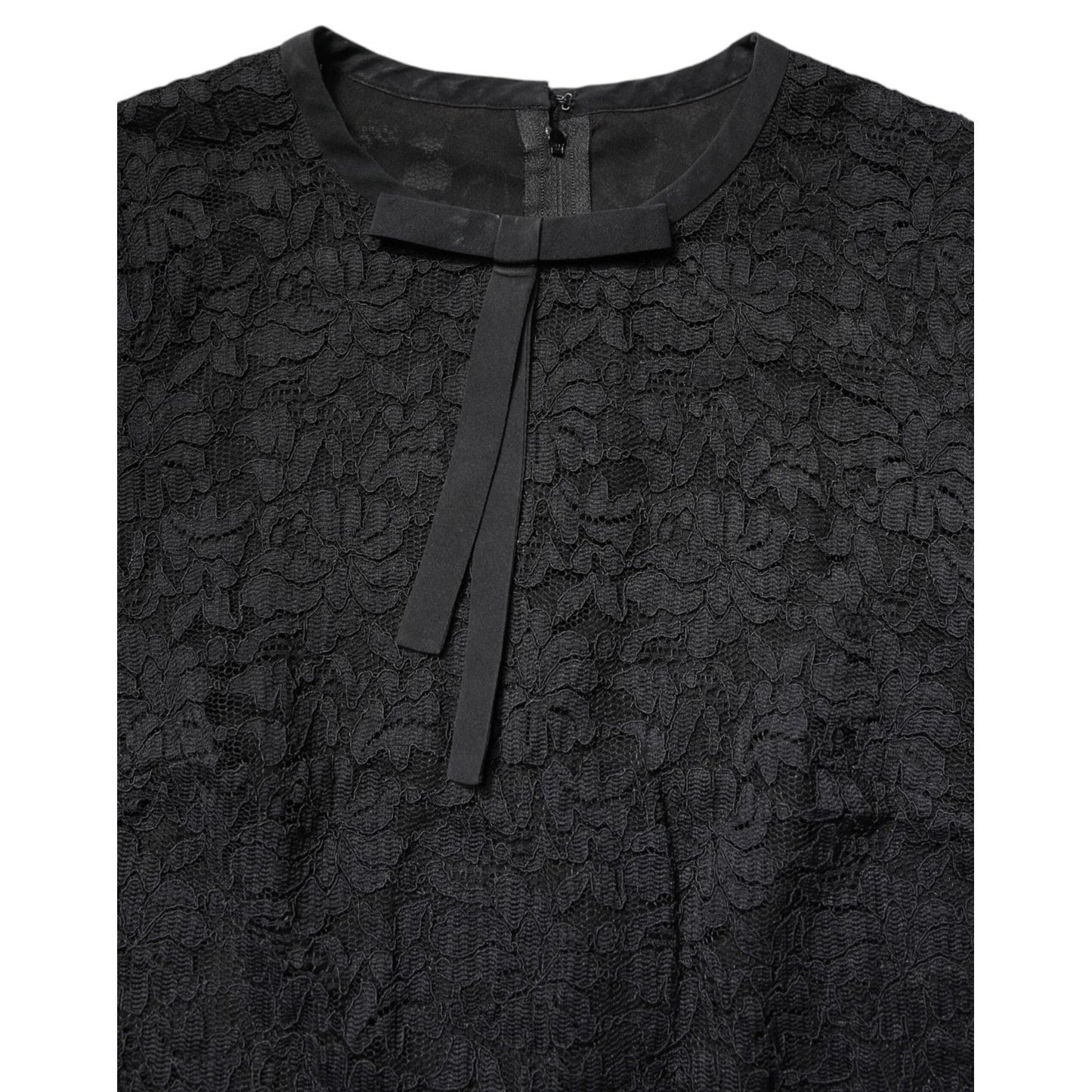 Dolce & Gabbana Black Lace STAFF Crew Neck Long Sleeves Top TSH878588-40