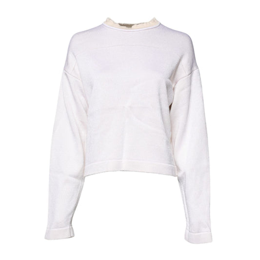 Jil Sander White Viscose Crew Neck Long Sleeves Pullover Sweater TSH878613-34