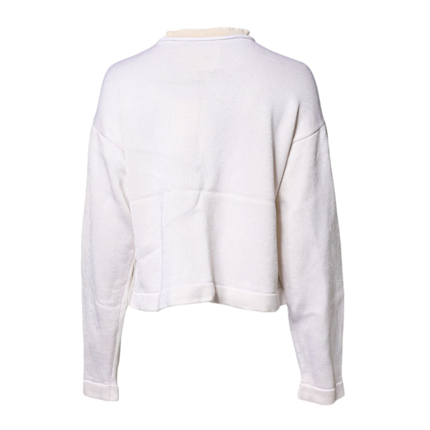 Jil Sander White Viscose Crew Neck Long Sleeves Pullover Sweater