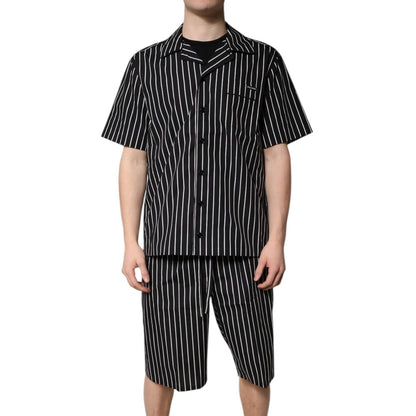Dolce & Gabbana Black White Stripes Cotton Men Pajama Set Sleepwear