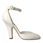 Dolce & Gabbana White Floral Jacquard Mary Janes Heels Pumps Shoes LA10788-38