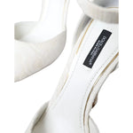 Dolce & Gabbana White Floral Jacquard Mary Janes Heels Pumps Shoes LA10788-38