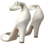 Dolce & Gabbana White Floral Jacquard Mary Janes Heels Pumps Shoes LA10788-38
