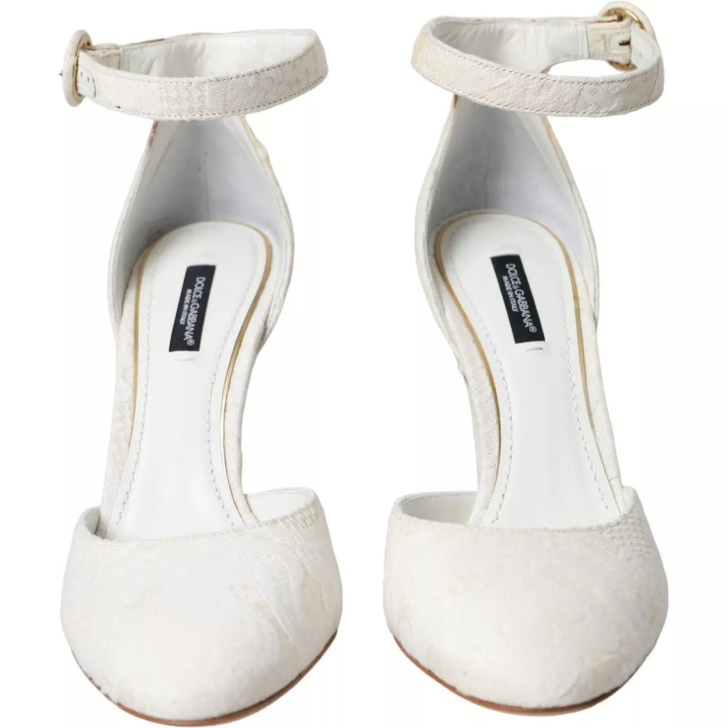 Dolce & Gabbana White Floral Jacquard Mary Janes Heels Pumps Shoes LA10788-38