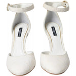 Dolce & Gabbana White Floral Jacquard Mary Janes Heels Pumps Shoes LA10788-38
