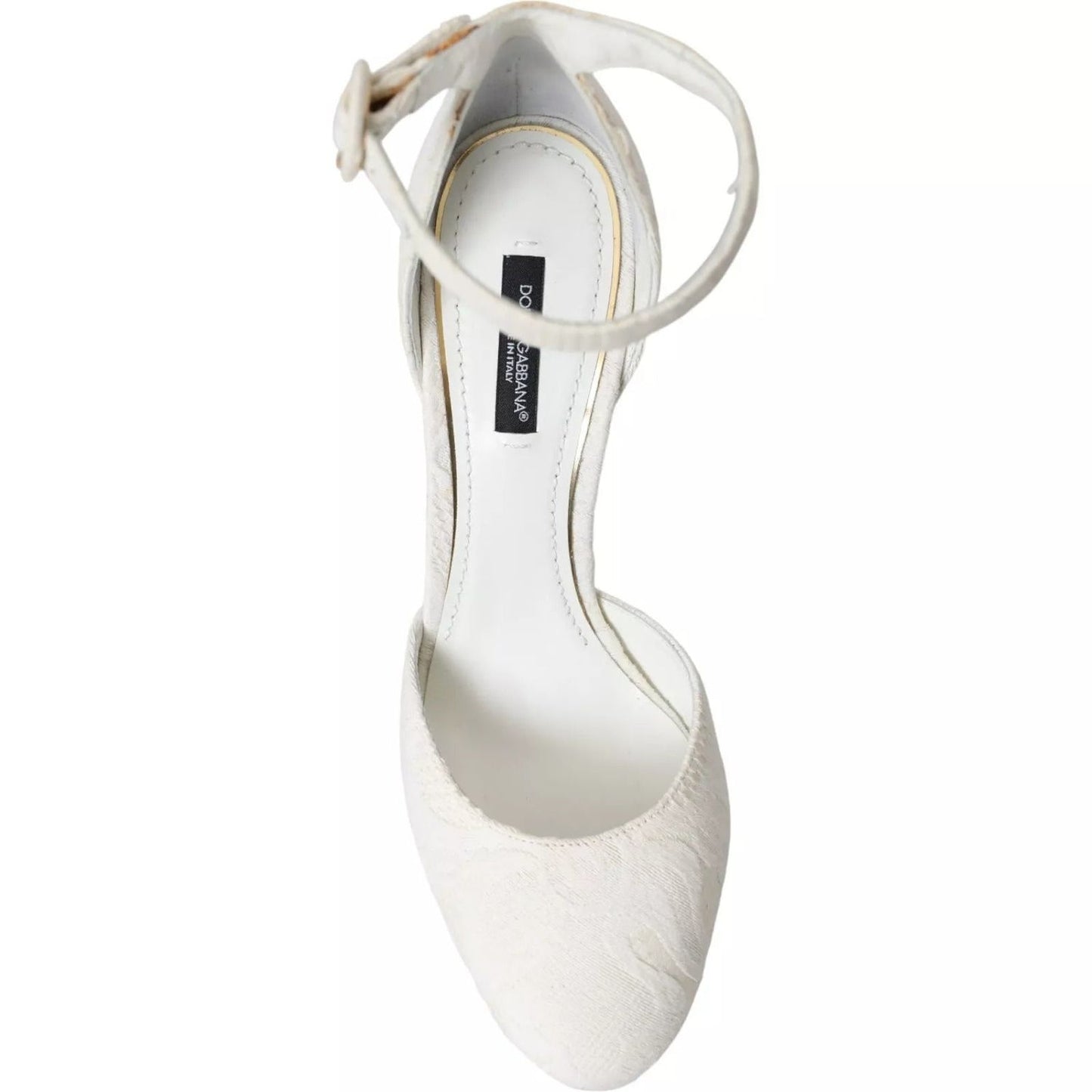 Dolce & Gabbana White Floral Jacquard Mary Janes Heels Pumps Shoes LA10788-38