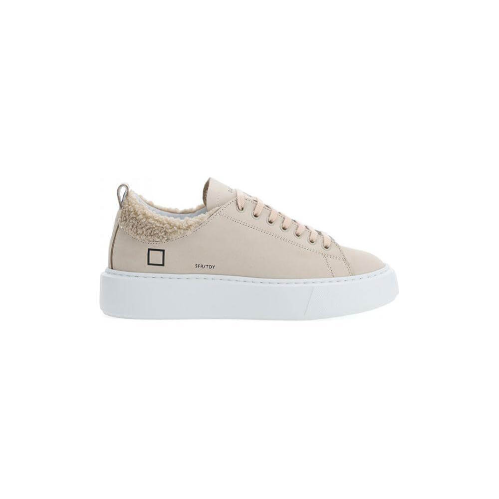 D.A.T.E Beige Leather Sneaker