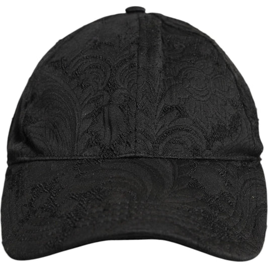 Dolce & Gabbana Black Floral Jacquard 6 Panels Baseball Cap