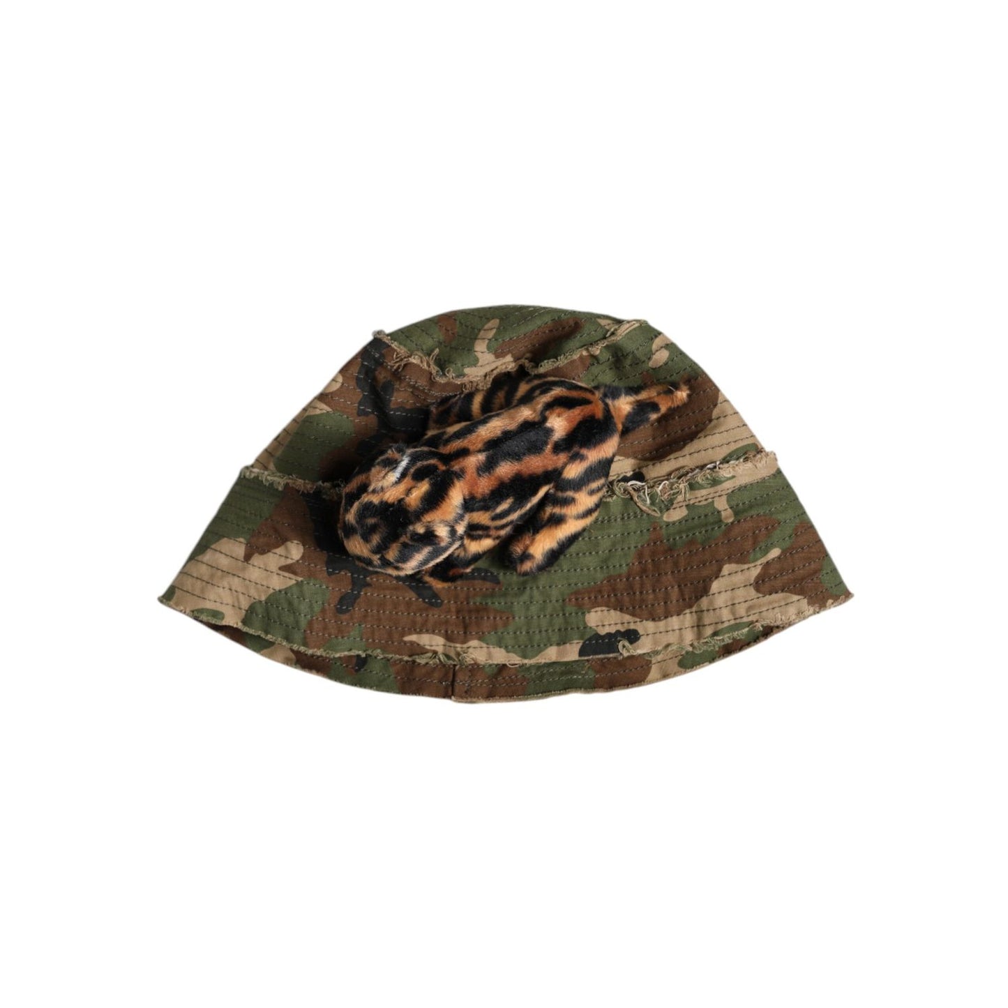 Dolce & Gabbana Multicolor Leopard Embellish Wide Brim Bucket Hat HAT9699-57