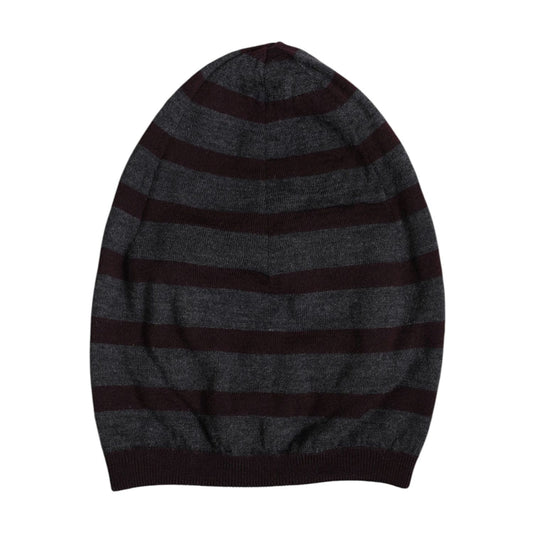 Dolce & Gabbana Gray Striped Wool Knitted Winter Beanie Hat HAT9703