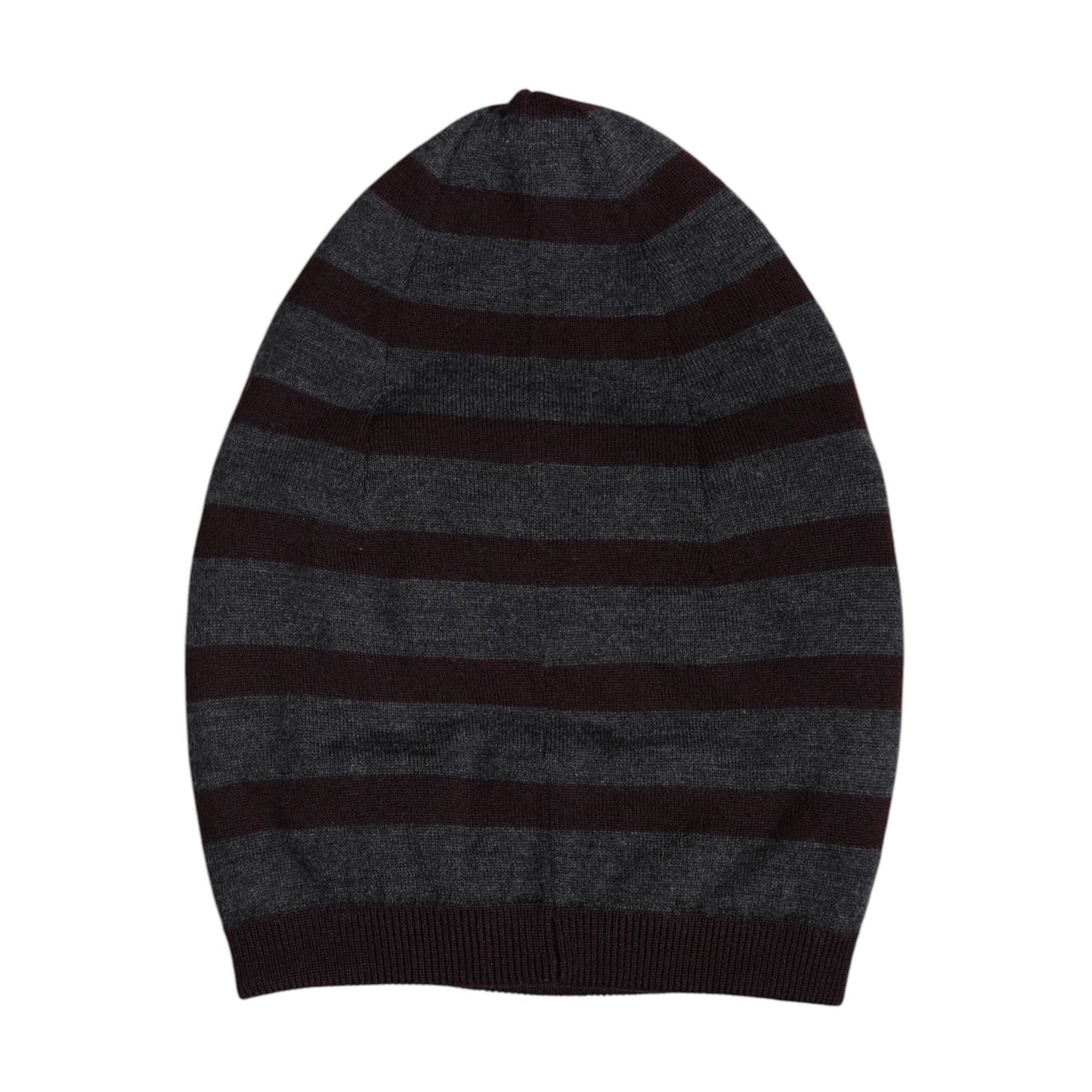 Dolce & Gabbana Gray Striped Wool Knitted Winter Beanie Hat HAT9703