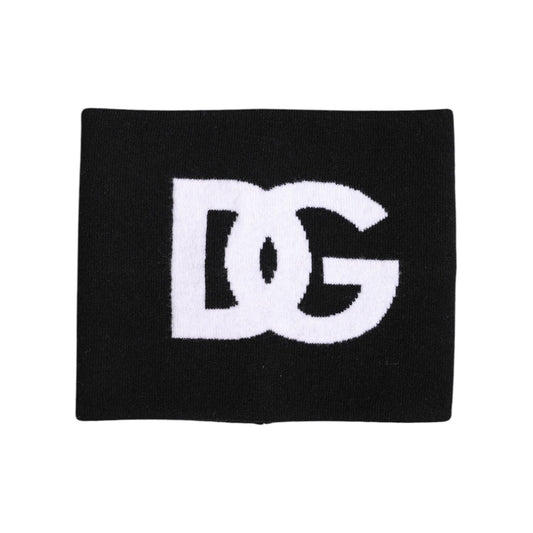 Dolce & Gabbana Black White Logo Print Knitted Neck Warmer Scarf HAT9828