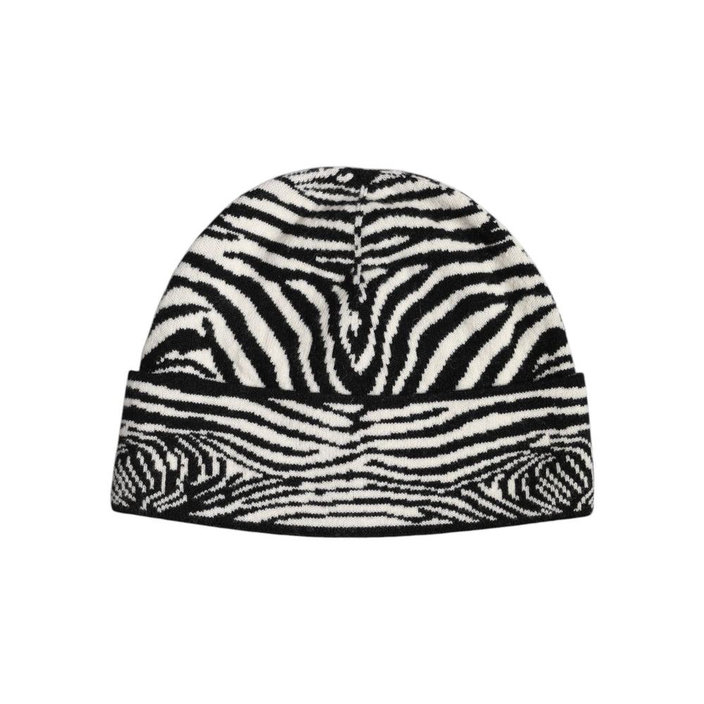 Dolce & Gabbana Black White Zebra Knitted Winter Beanie Hat HAT9830
