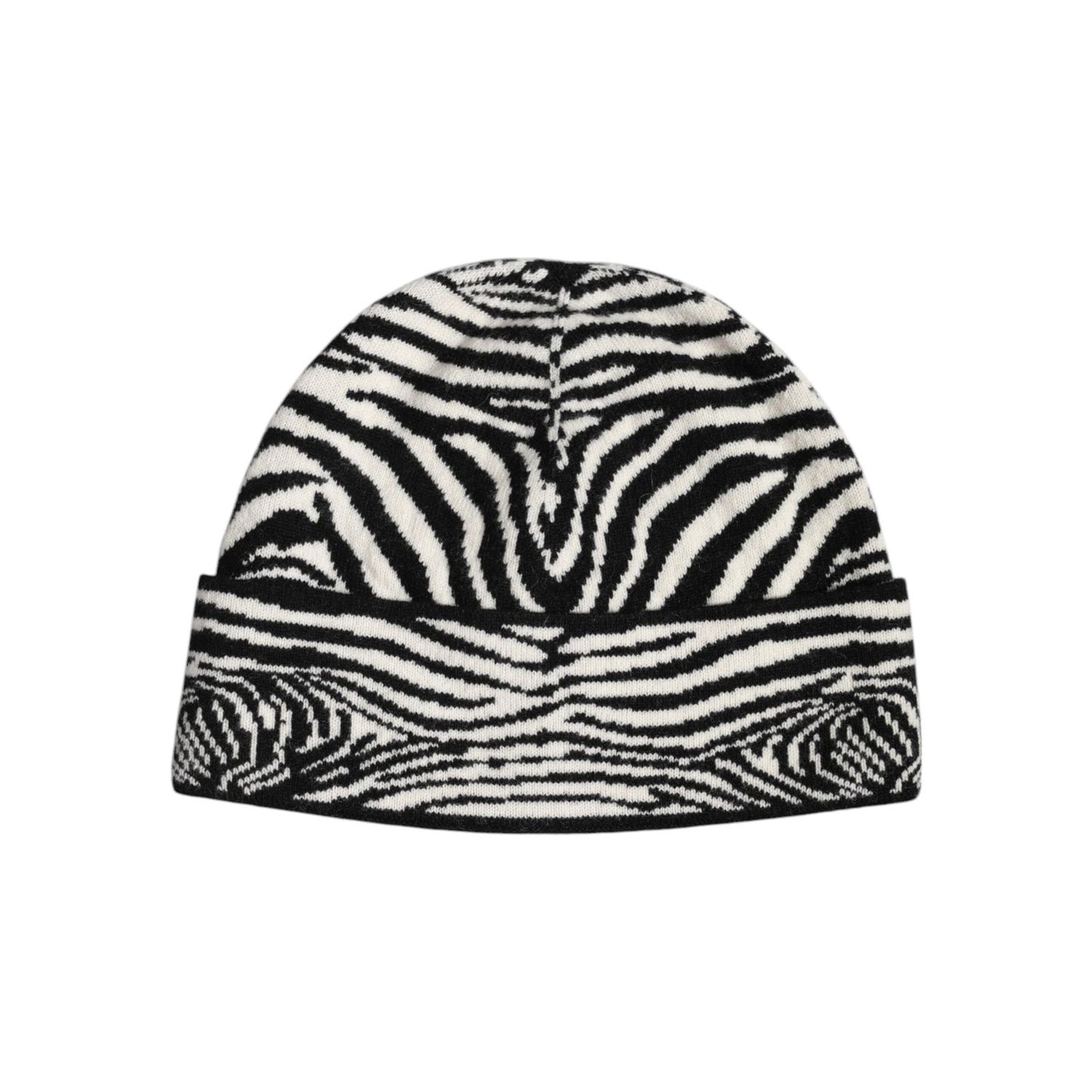 Dolce & Gabbana Black White Zebra Knitted Winter Beanie Hat HAT9830