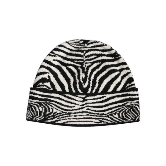 Dolce & Gabbana Black White Zebra Knitted Winter Beanie Hat HAT9830