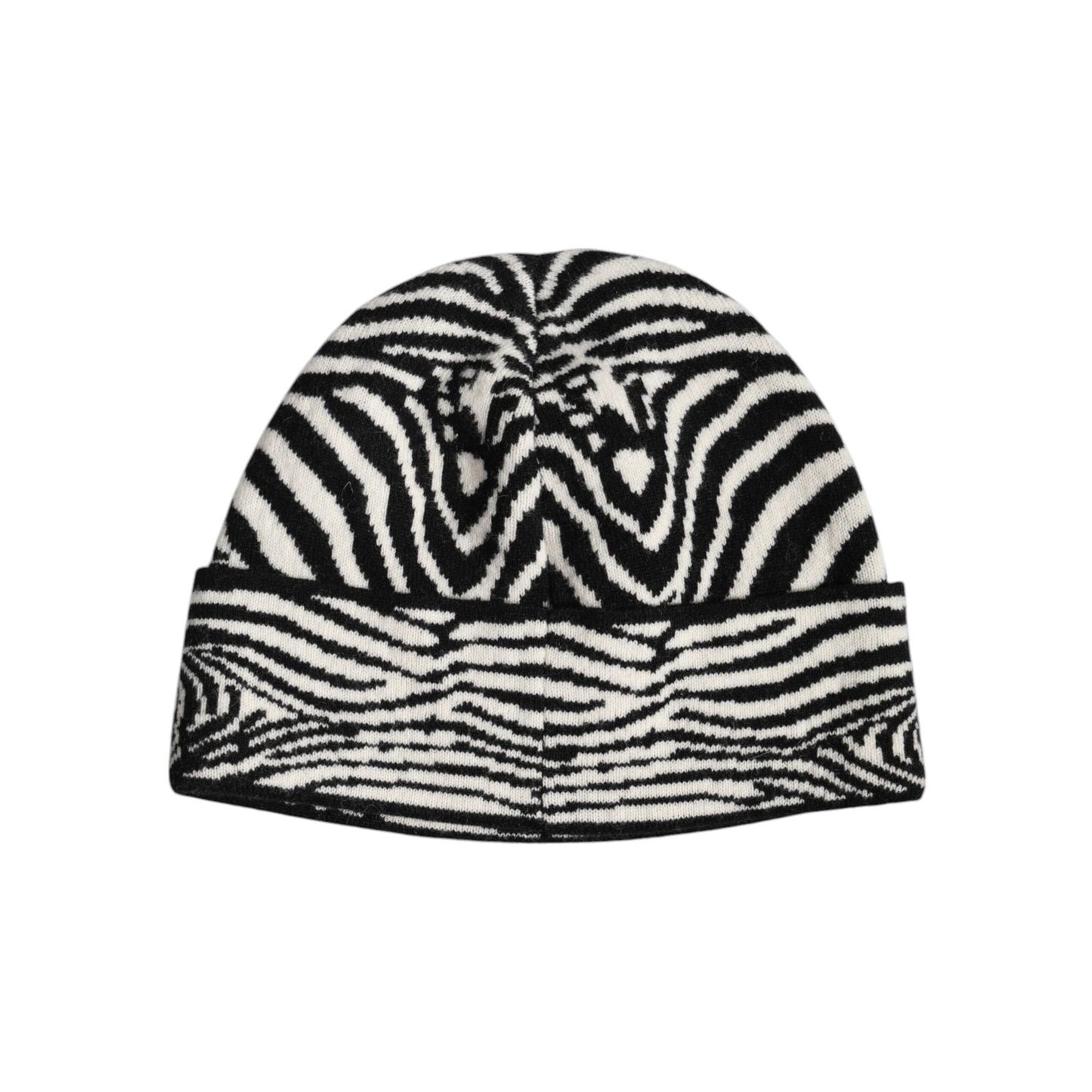 Dolce & Gabbana Black White Zebra Knitted Winter Beanie Hat HAT9830