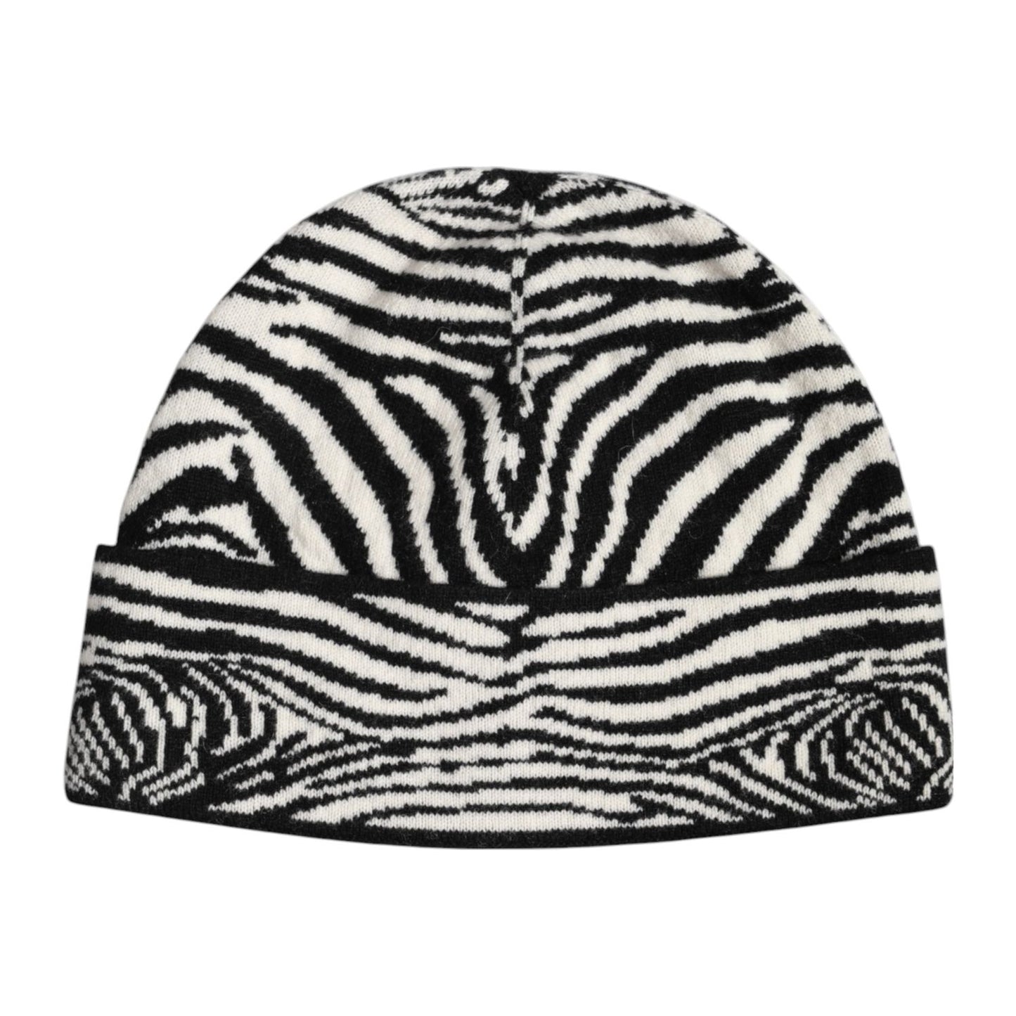 Dolce & Gabbana Black White Zebra Knitted Winter Beanie Hat HAT9830