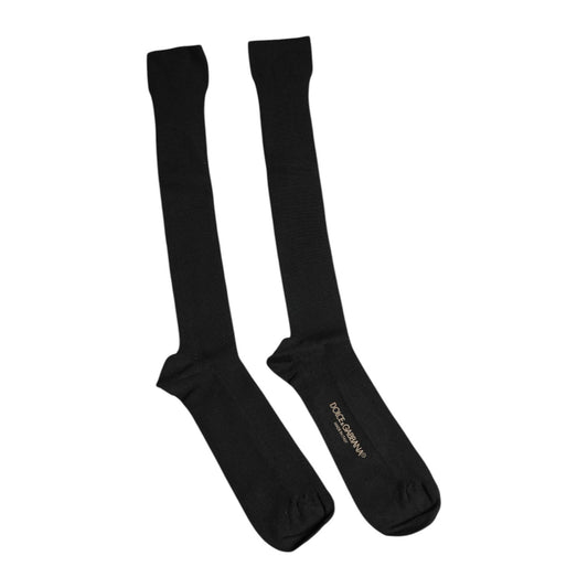 Dolce & Gabbana Black Viscose Logo Over The Calf Socks SCS2194-L