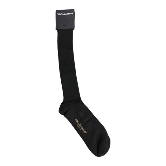 Dolce & Gabbana Black Viscose Logo Over The Calf Socks SCS2197-L