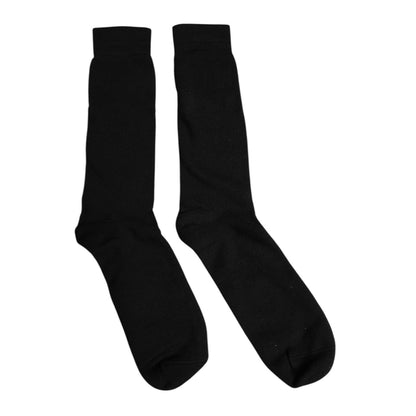 Dolce & Gabbana Black Solid Cotton Mid Calf Men Socks