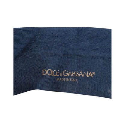 Dolce & Gabbana Blue Cotton DG Logo Over The Calf Socks