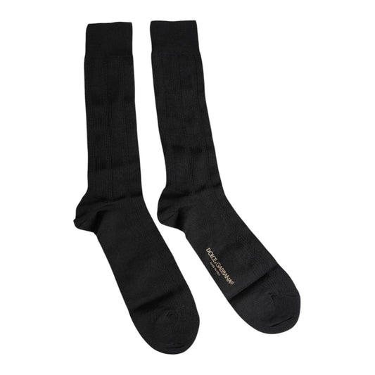 Dolce & Gabbana Black Stretch Logo Mid Calf Men Socks SCS2235-L