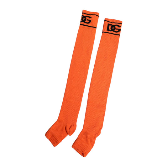 Dolce & Gabbana Orange Cotton DG Logo Print Open Toe Socks SCS2239
