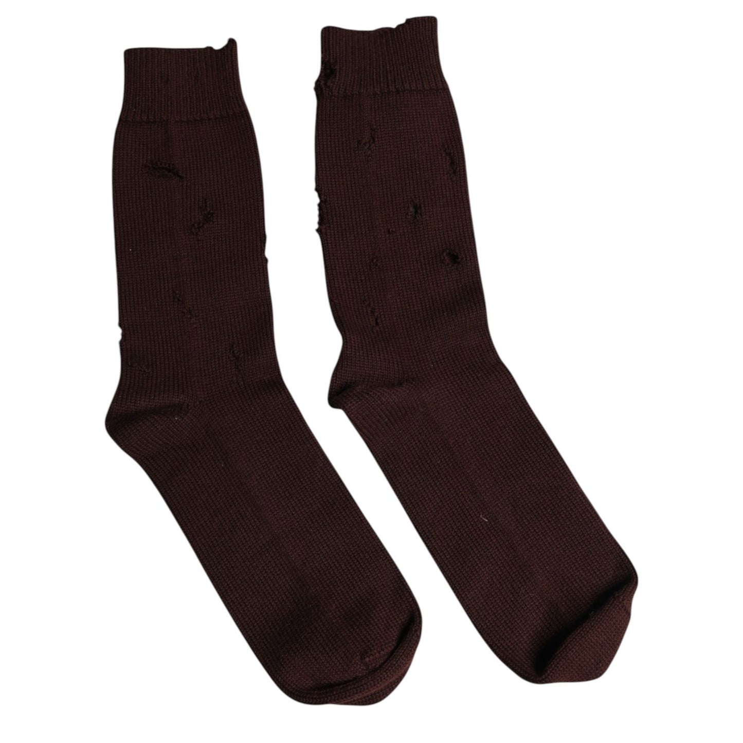 Dolce & Gabbana Brown Solid Cotton Stretch Mid Calf Socks