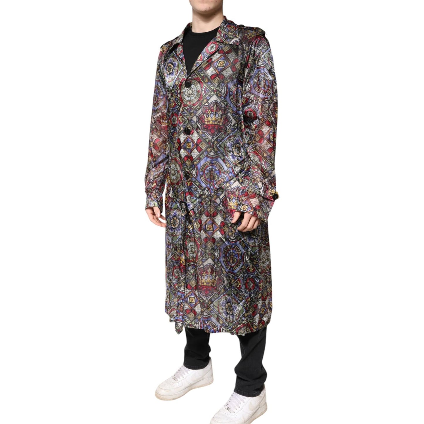 Dolce & Gabbana Multicolor Royal Bee Crown Trench Coat Jacket