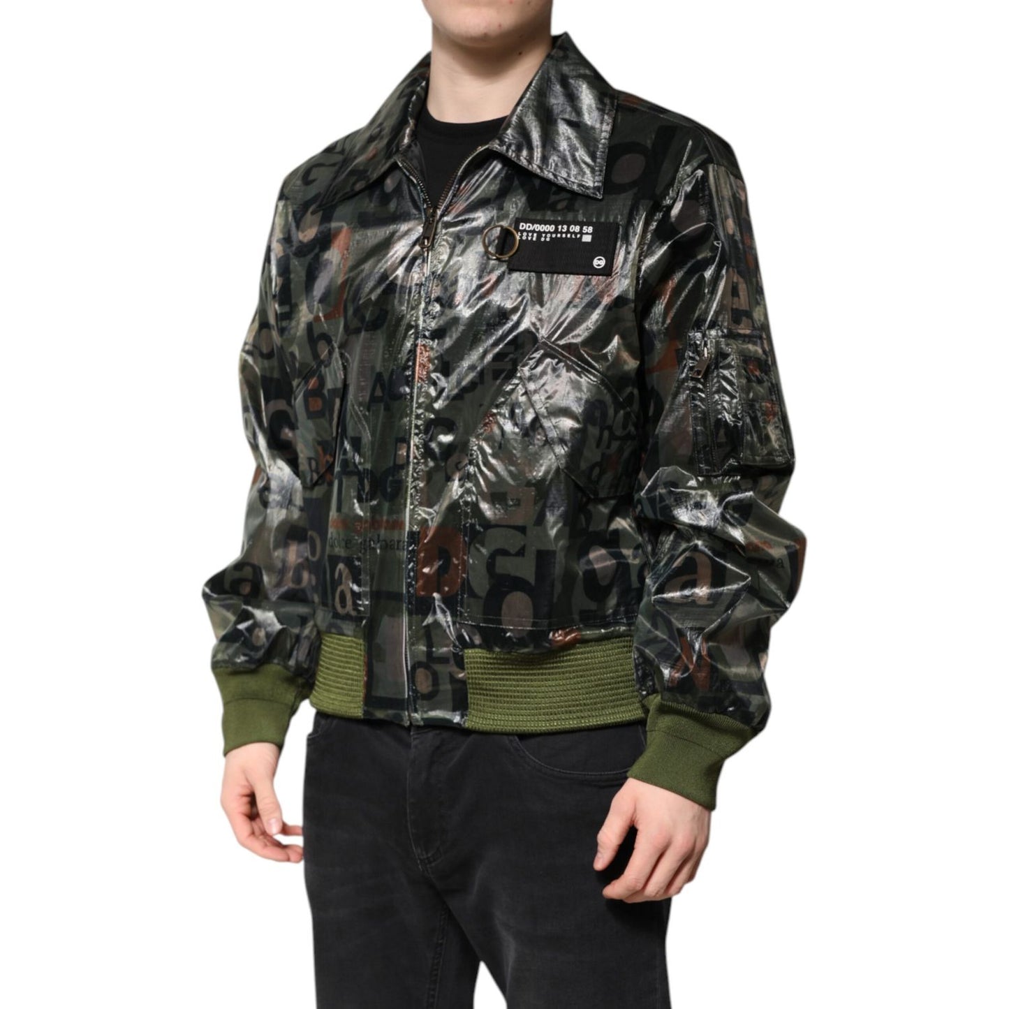 Dolce & Gabbana Green DG Logo Print Bomber Full Zip Jacket