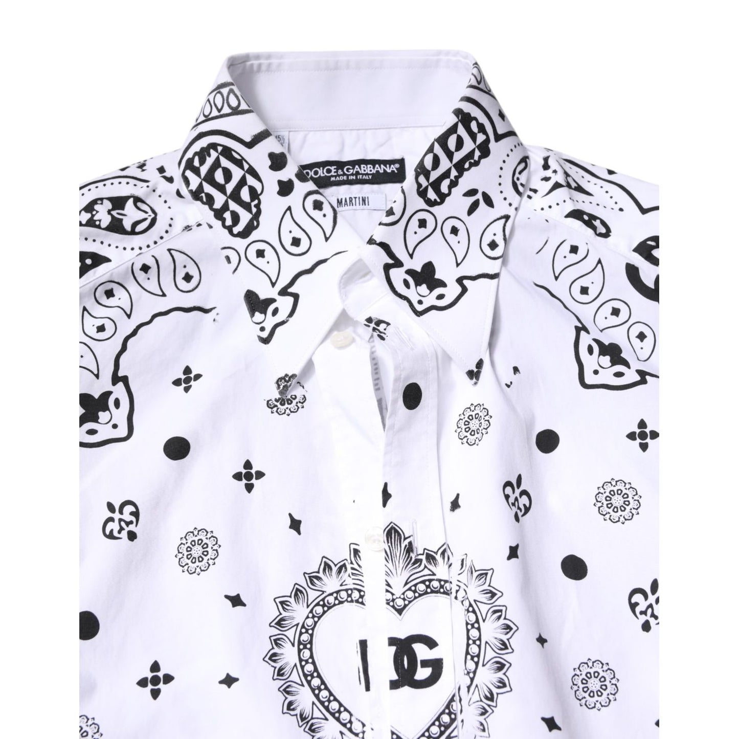 Dolce & Gabbana White Black Bandana MARTINI Men Dress Shirt