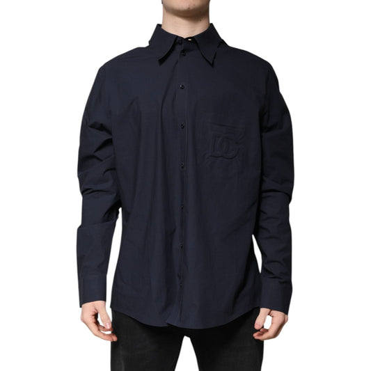 Dolce & Gabbana Dark Blue Cotton Long Sleeve Shirt