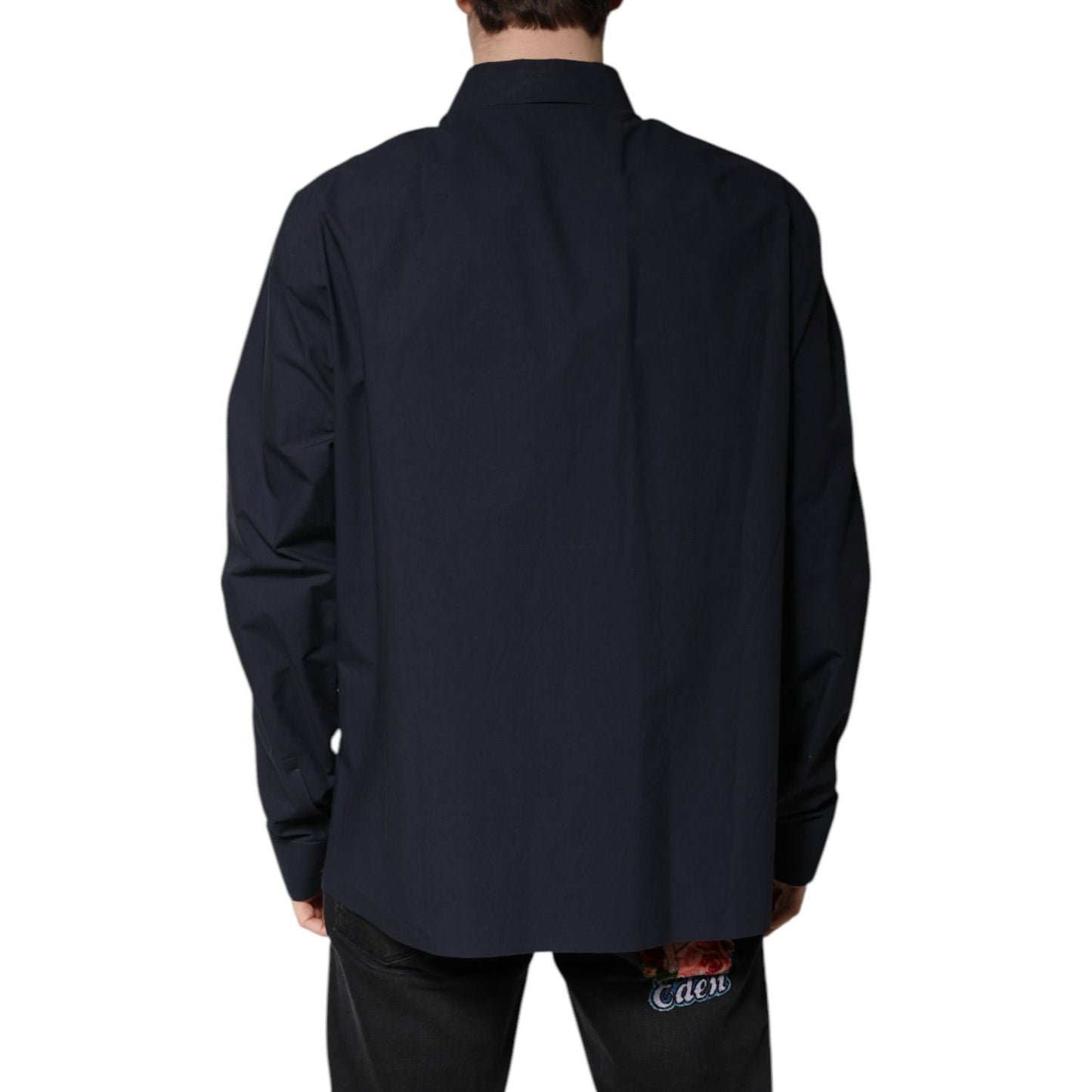 Dolce & Gabbana Dark Blue Cotton Long Sleeve Shirt