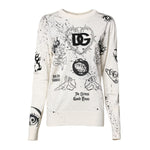 Dolce & Gabbana White Logo Angel Print Women Pullover Sweater THS90376-40