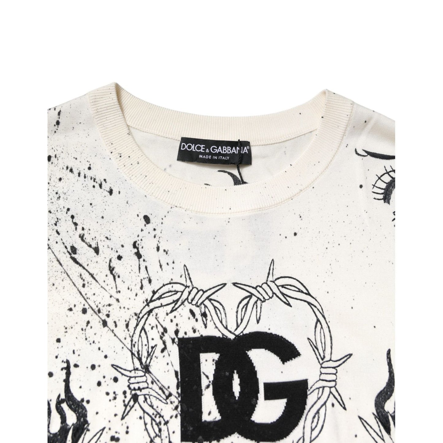 Dolce & Gabbana White Logo Angel Print Women Pullover Sweater