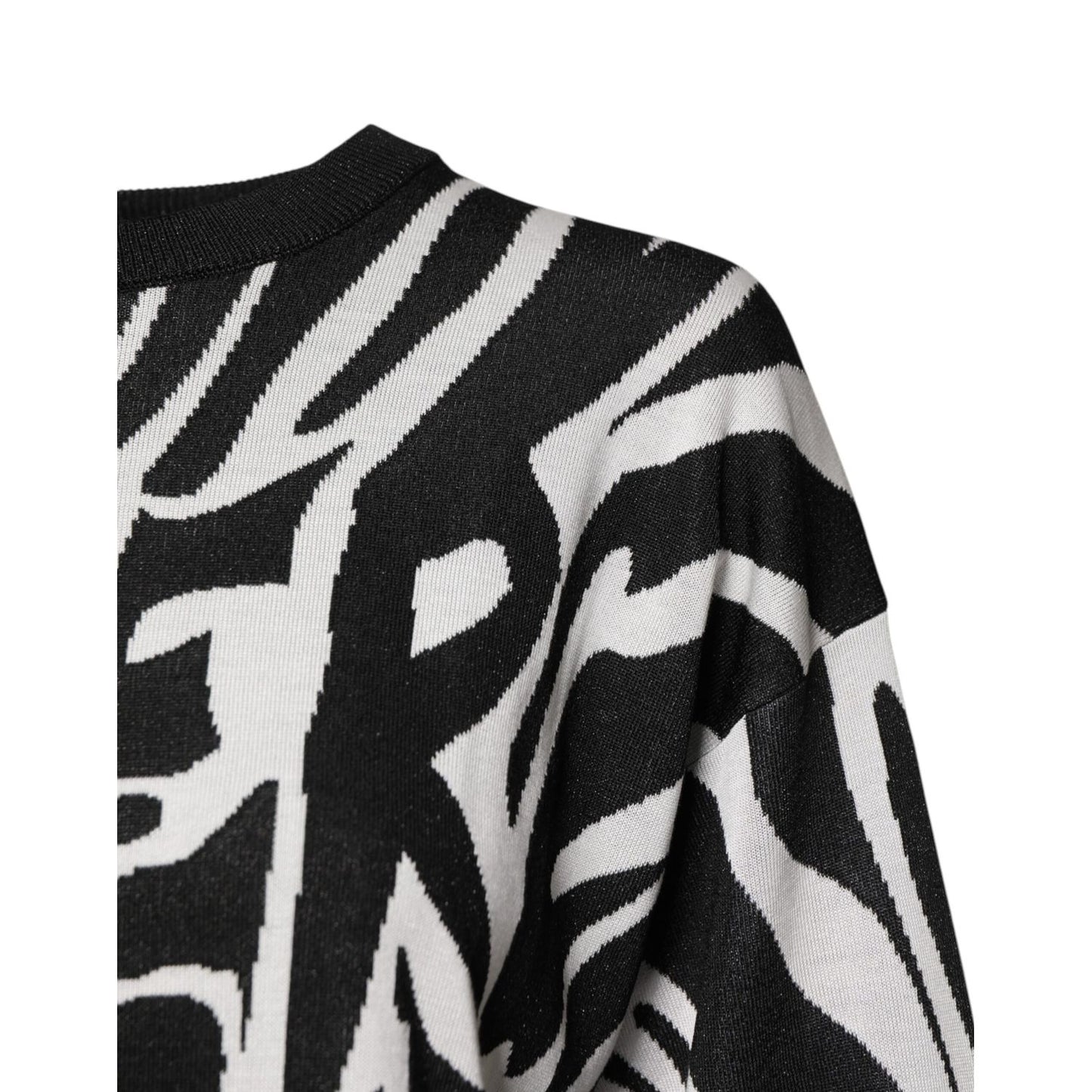 Dolce & Gabbana Black White Print Women Pullover Sweater