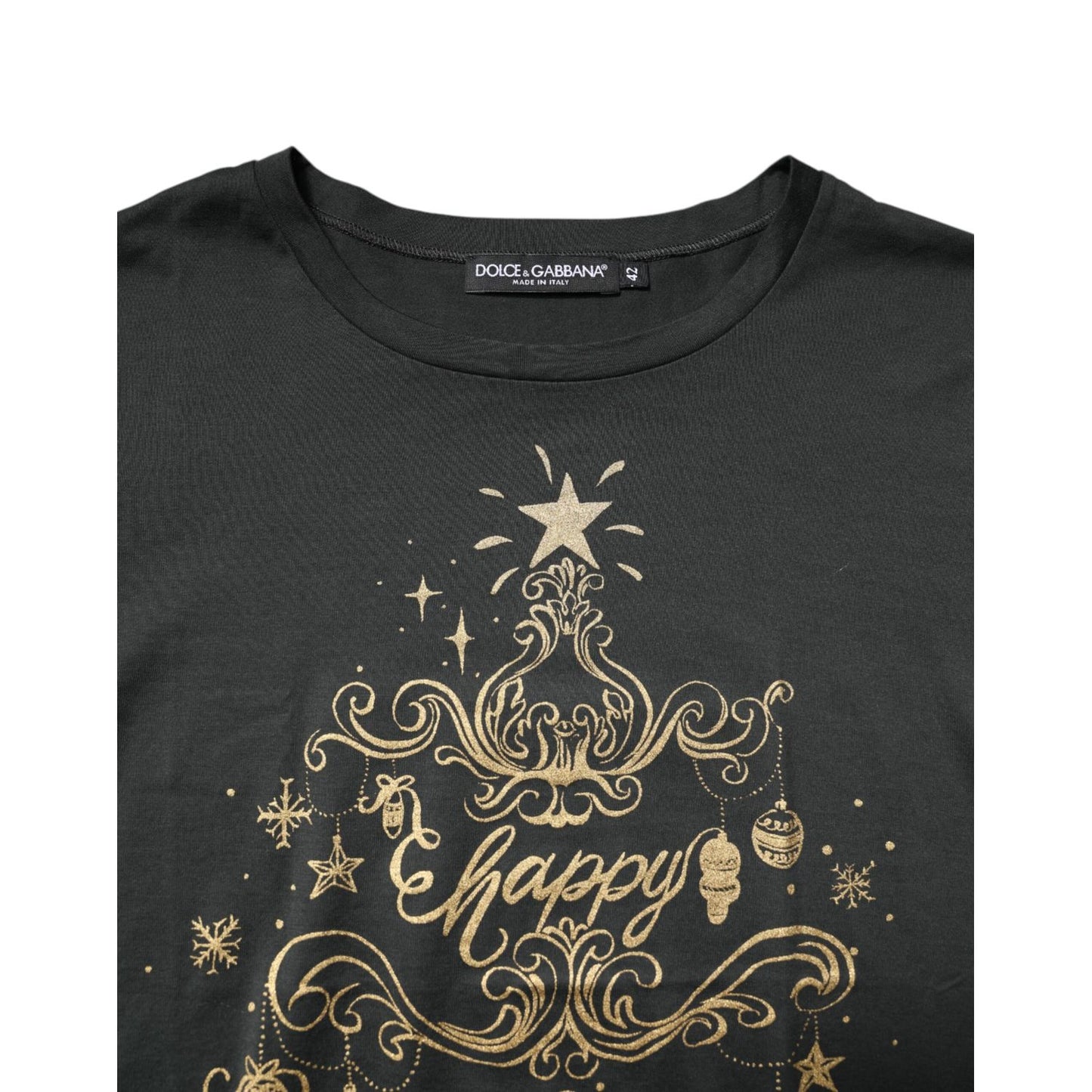 Dolce & Gabbana Black Cotton Round Neck Short Sleeve T-shirt