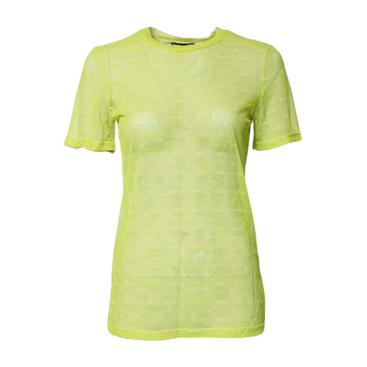 Dolce & Gabbana Green Nylon See Through Women Short Sleeves Top TSH878571-2