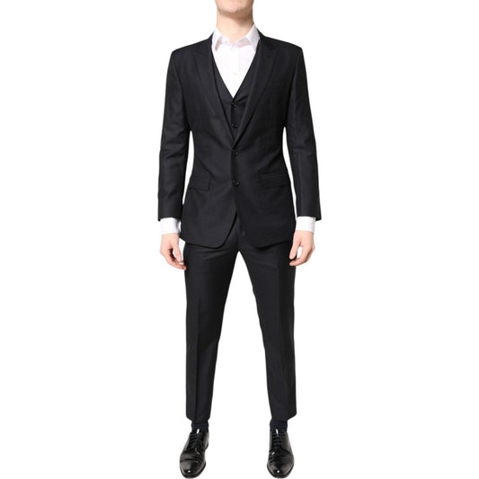 Dolce & Gabbana Blue MARTINI Wool Formal 3 Piece Suit