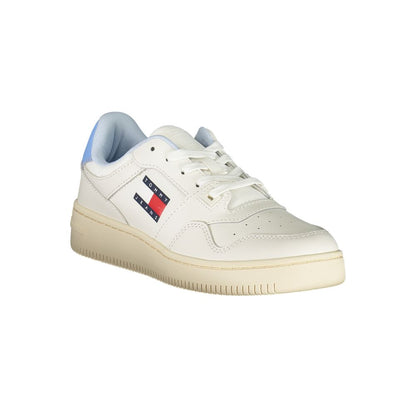 Tommy Hilfiger White Leather Women Sneaker with logo and removable footbed for comfort and style