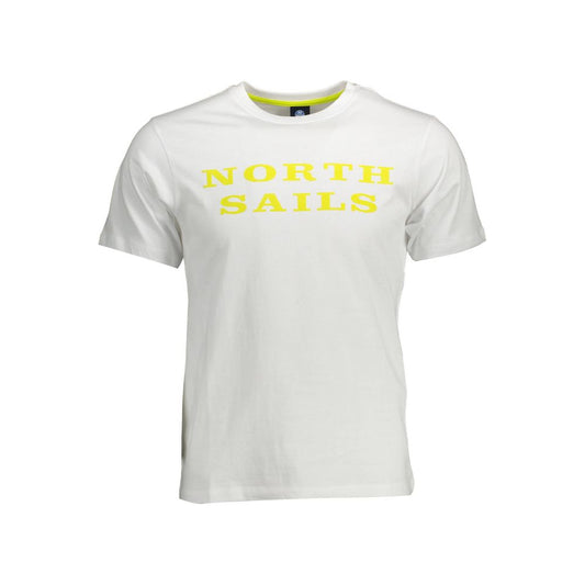 North Sails White Cotton Men T-Shirt with bold logo print on front.