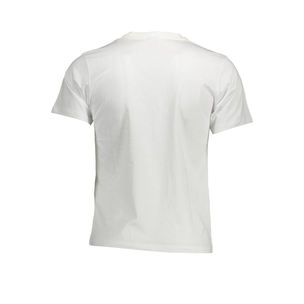 Back view of North Sails White Cotton Men T-Shirt showcasing elegant design and comfortable fit.