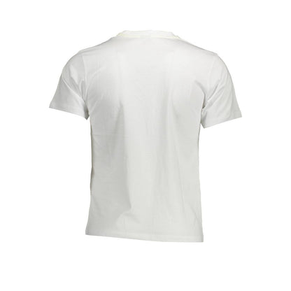 Back view of North Sails White Cotton Men T-Shirt showcasing elegant design and comfortable fit.