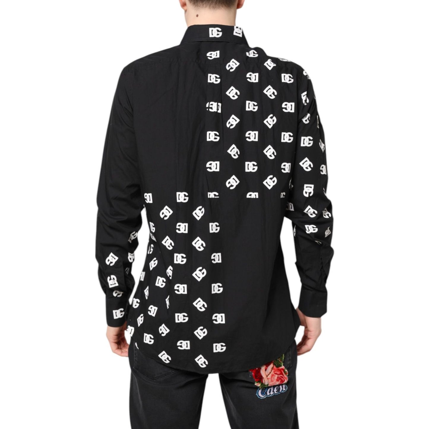 Dolce & Gabbana Black DG Logo Cotton MARTINI Dress Shirt