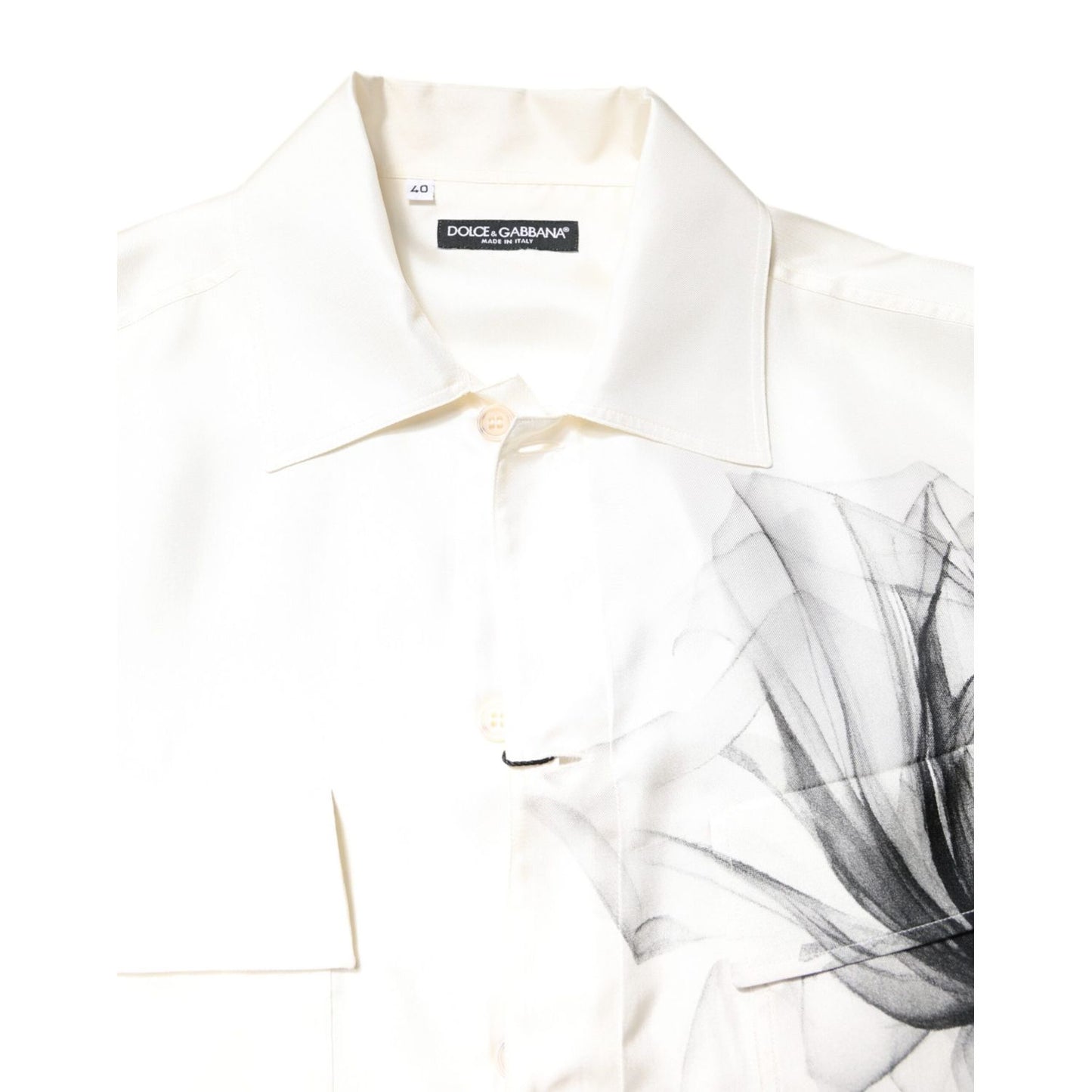 Dolce & Gabbana Ivory Silk Long Sleeves Men Casual Shirt