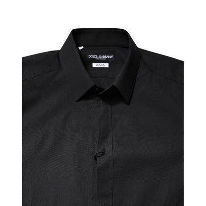 Dolce & Gabbana Black GOLD Cotton Dress Formal Shirt