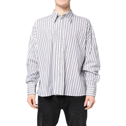 Dolce & Gabbana White Black Stripe Button Down Casual Shirt